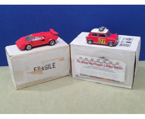 A boxed Franklin Mint Morris Mini Cooper S Rally Edition and a boxed Lamborghini Countach 5000S