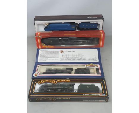 Four boxed 00 gauge Locomotives including Hornby R329 Britannia Class 'William Shakespeare', Mainline 'Scots Guardsman', Horn