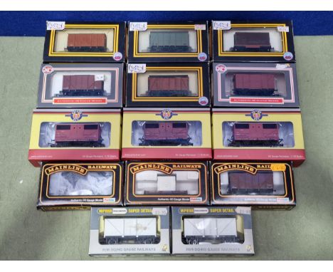 Fourteen boxed 00 gauge Wagons including 3x Oxford Rail BR Cattle Wagons, Dapol BR Plywood Ventilated Van, BR Ventilated Van,