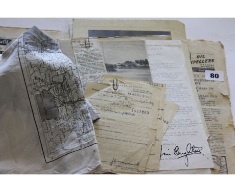 RAF SILK MAPS & RELATED EPHEMERA. Two black and white silk maps as issued to Aircrew in the operations against the Japanese. 