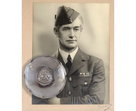 A SILVER ARTIST RIFLES DISH by PROVENANCE PAUL BENNETT VC-MC. A circular silver dish with Artists Rifles badge in the centre,