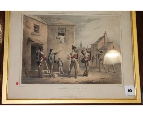 TWO FRAMED 19thC PRINTS inc 18th ROYAL IRISH REGT at AMOY A coloured print of the 18th Foot Storming the Fortress of Amoy Aug