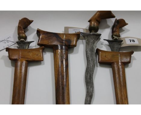 THREE KRIS PRESENTED TO AN BRITISH ARMY OFFICER. The three Kris C1950's-60's period, with plaques from the REME Training Cent