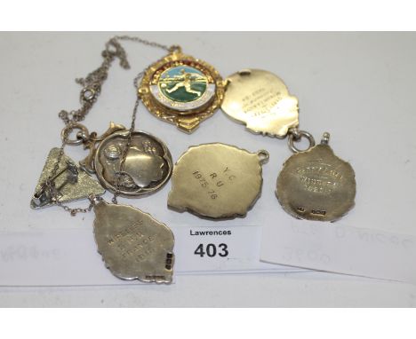 LOCAL INTEREST & MILITARY SPORTING MEDALLIONS. A Gt War period silver/gilt medallion marked on the reverse, Wireless GHQ. Fra