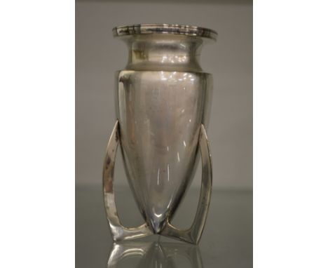 An Art Deco silver plated vase, probably designed by Archibald Knox.
