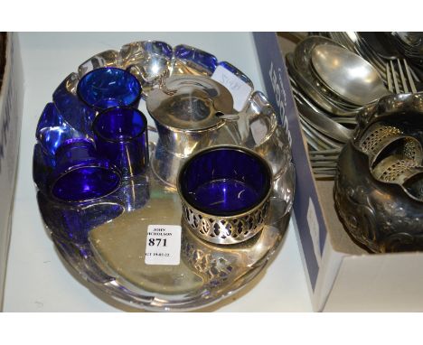 A silver plated dish and another item.