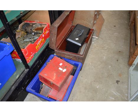 An old petrol can and a quantity of tools.