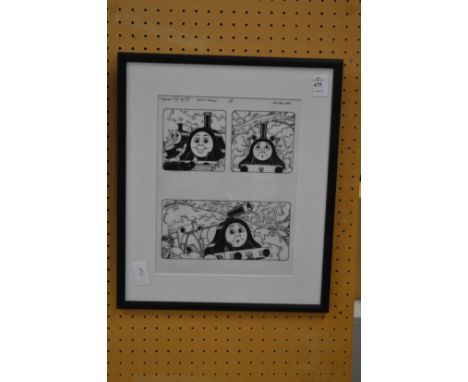 Tim Marwood, Thomas the Tank Engine original hand painted cell, framed and glazed.