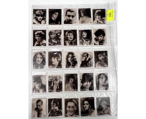 Job movie star monochrome cigarette cards:&nbsp; Charlie Chaplin; Betty Bronson; etc.; 49, unnumbered 