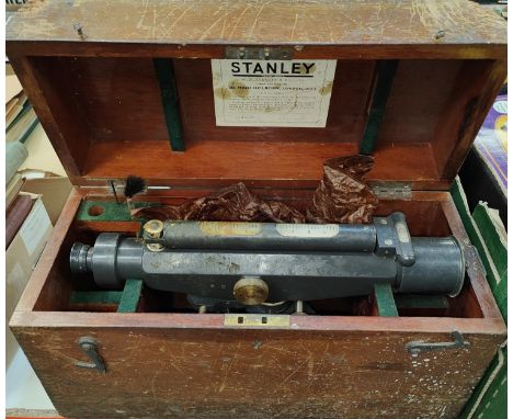 A vintage Dumpy surveyors level in original box, by W.F. Stanley &amp; Co, High Holborn, London 