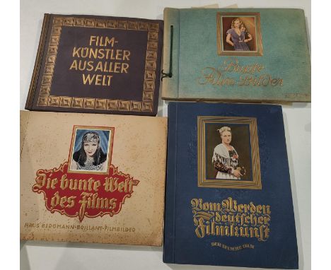 Four 1930's German cigarette card albums of film stars:&nbsp; Die bunte Welte des Films, Haus Bergmann-Brilliant Film Binder;