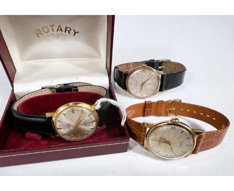 Three vintage gents wristwatches:- "Rotary Maximus 21 jewel automatic"; "Accurist 21 jewel anti-magnetic and an "Accurist 21 