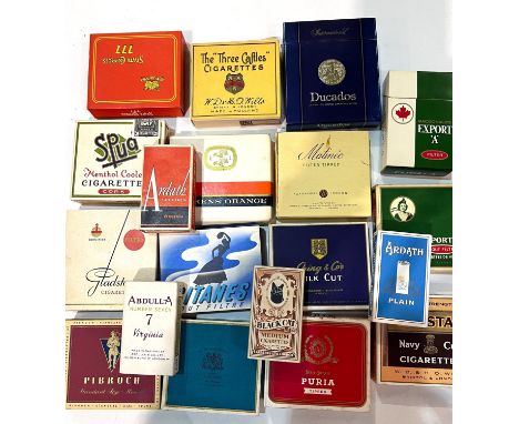 A large selection of vintage cigarette packets:&nbsp; Army Club; The Three Castles; etc. (2 sealed) 