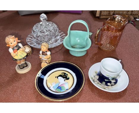 A collection of Hummel figures, other china and glass etc 
