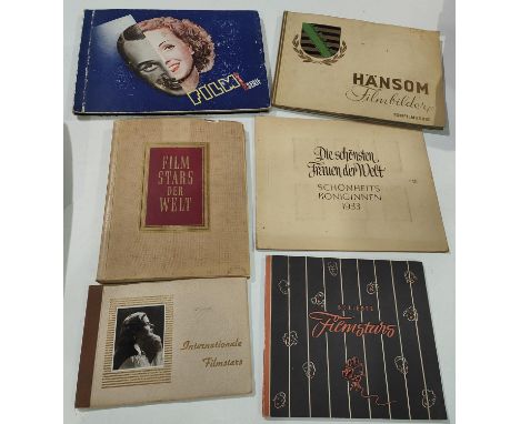 Six movie star cigarette card albums, c. 1930's:&nbsp; Believable Film Stars; International Film Stars; Film Stars der Welt; 