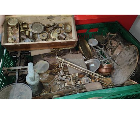 A selection of postage scales and weights 