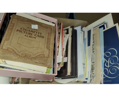A selection of FDC's and other stamps, cigarette and te cards in albums etc 