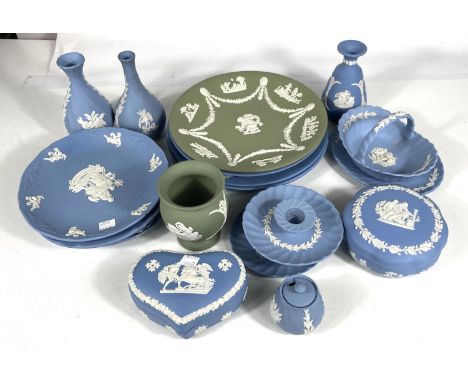A collection of Wedgwood Jasperware, plates, trinket boxes etc 