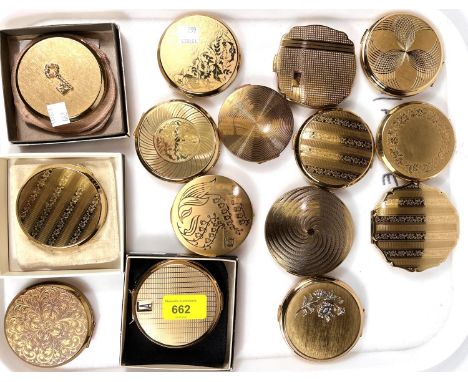 Fifteen vintage Stratton powder compacts, gilt cased 