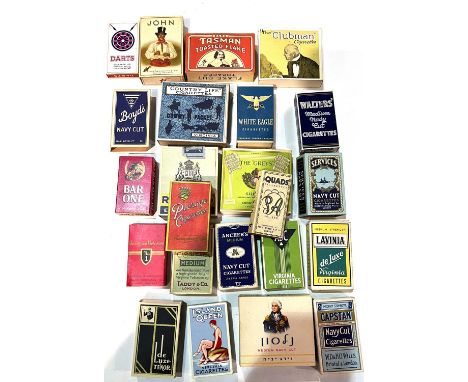 Twenty four vintage picture/unusual cigarette packets:&nbsp; Island Queen; John The Clubman cigarettes, some with original sl
