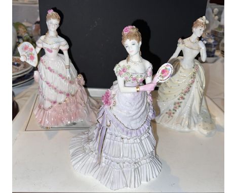 3 Royal Worcester figures "Splendour at Court" collection - The Embassy Ball, The Royal Presentation &amp; The Celebration at