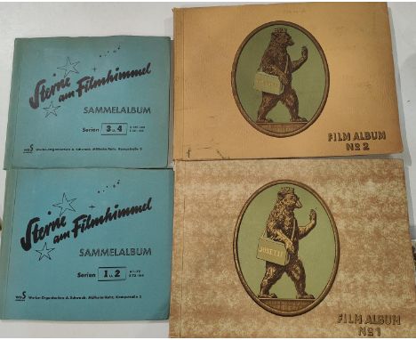 Two German Josetti cigarette card albums, No. 1 &amp; No. 2, complete; 2 German Sterne am Filmhimmel Sammelabaum, series 1 &a