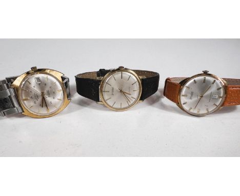 Three vintage gents wristwatches:- "Rotary 21 jewel Incabloc"; "Accurist 21 jewel Shockmaster" and another "Accurist 21 jewel