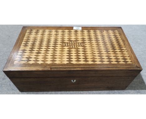 A VICTORIAN ROSEWOOD MARQUETRY WRITING SLOPE and a&nbsp;Victorian rosewood tea caddy (2) Condition Report:Available upon requ