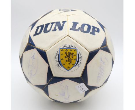 Celtic Football Club, Scottish Football Association football bearing signatures Pat Bonner, David Moyes, Charlie Nicholas, Mu