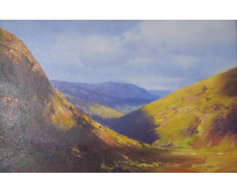 ROBERT SIMPSON&nbsp;Evening Light, Glencoe, signed, oil on board, 31 x 47cm&nbsp; Condition Report:Available upon request