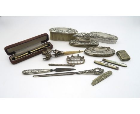 A collection of silver including a George III Irish silver shoe buckle, by Thomas Cumming, Dublin, c.1780, a stamped sterling