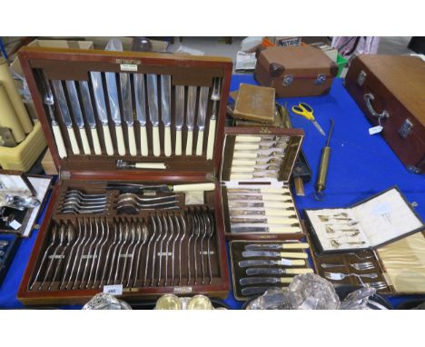 A case canteen of EPNS cutlery by Mappin &amp; Webb, retailed by P.H Brookes, Glasgow, 51 pieces, assorted case EPNS cutlery 