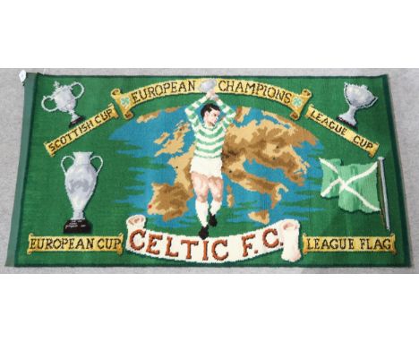 A colourful vintage Celtic Football Club 1967 European Champions, League Flag, Scottish Cup, League Cup, European Cup firesid
