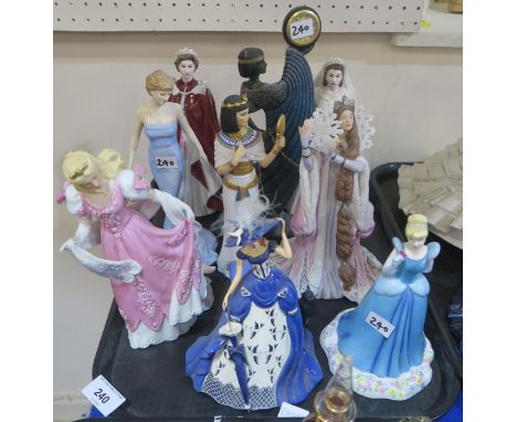 Assorted figures including Royal Worcester Queens 80th &amp; Diamond Wedding Anniversary, Doulton Princess of Wales, Lennox p