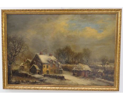 WILLIAM STONE (1842-1913) - 'Henwood Mill, near Solihull, Winter Time', oil on canvas, signed lower right, also signed and da