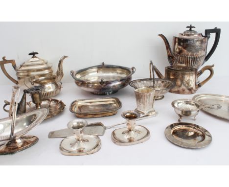 Various late 19th/early 20th century silver-plate to include:a coffee pot with engraved inscription dated 13 August 1913;a sm