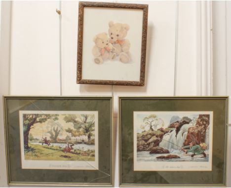 A pair and a single:1. after NORMAN THELWELL -  a pair of limited edition fishing prints, 'The Salmon Leap' and 'Down by the 