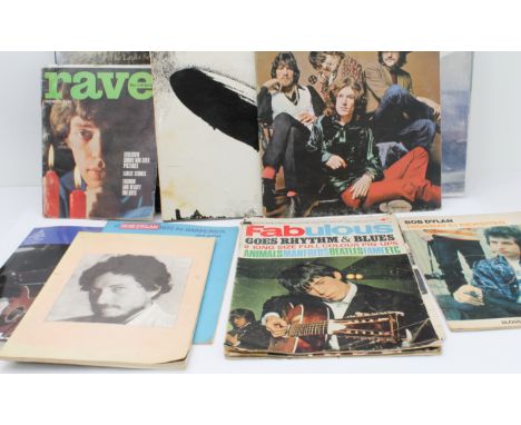 An interesting selection of LPs, Dylan 1960s sheet music and pop magazines: 1. The LPs to include Led Zeppelin - Led Zeppelin