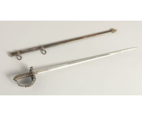 AN EDWARD VII SILVER SWORD AND SCABBARD. 13ins long. London 1903, maker G. W. W. &amp; Co.