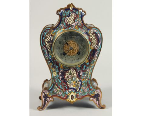 A GOOD 19TH CENTURY FRENCH CLOISONNE ENAMEL CLOCK. No. 13282. 48 10ins high.