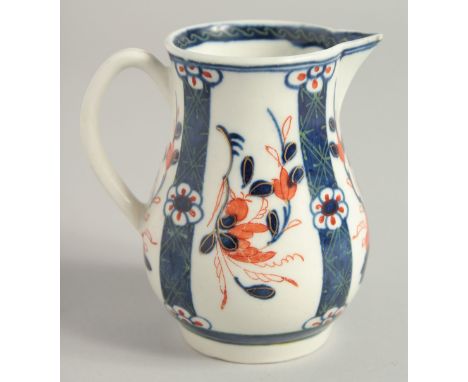 AN 18TH CENTURY WORCESTER SPARROW BEAK JUG painted in a rare imari pattern, see Zorensky part 3, lot 149 for a tea pot in thi