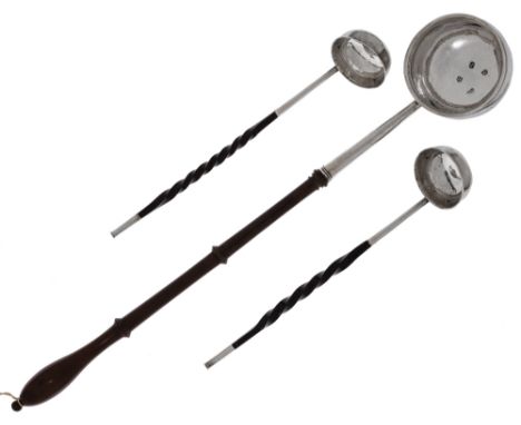 A George I silver punch ladle, London, 1723, James Goodwin, the rounded bowl to a turned wooden handle, 36.7cm long, together