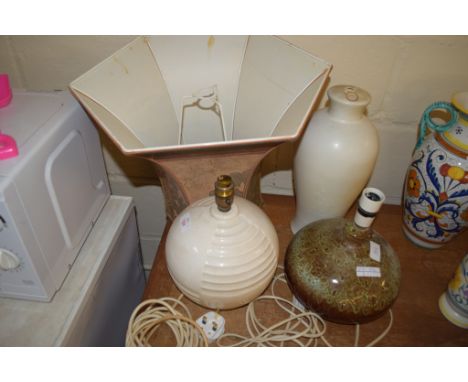 THREE CERAMIC TABLE LAMPS