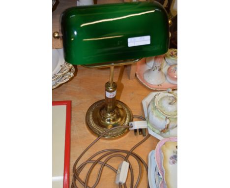 BRASS DESK LAMP WITH GREEN SHADE
