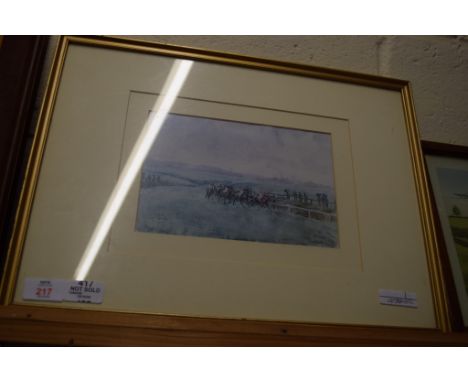 PRINT OF HORSE RACING SCENE
