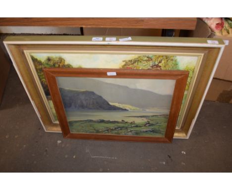 OIL ON BOARD OF A HORSE AND FURTHER PRINT OF A HIGHLAND SCENE