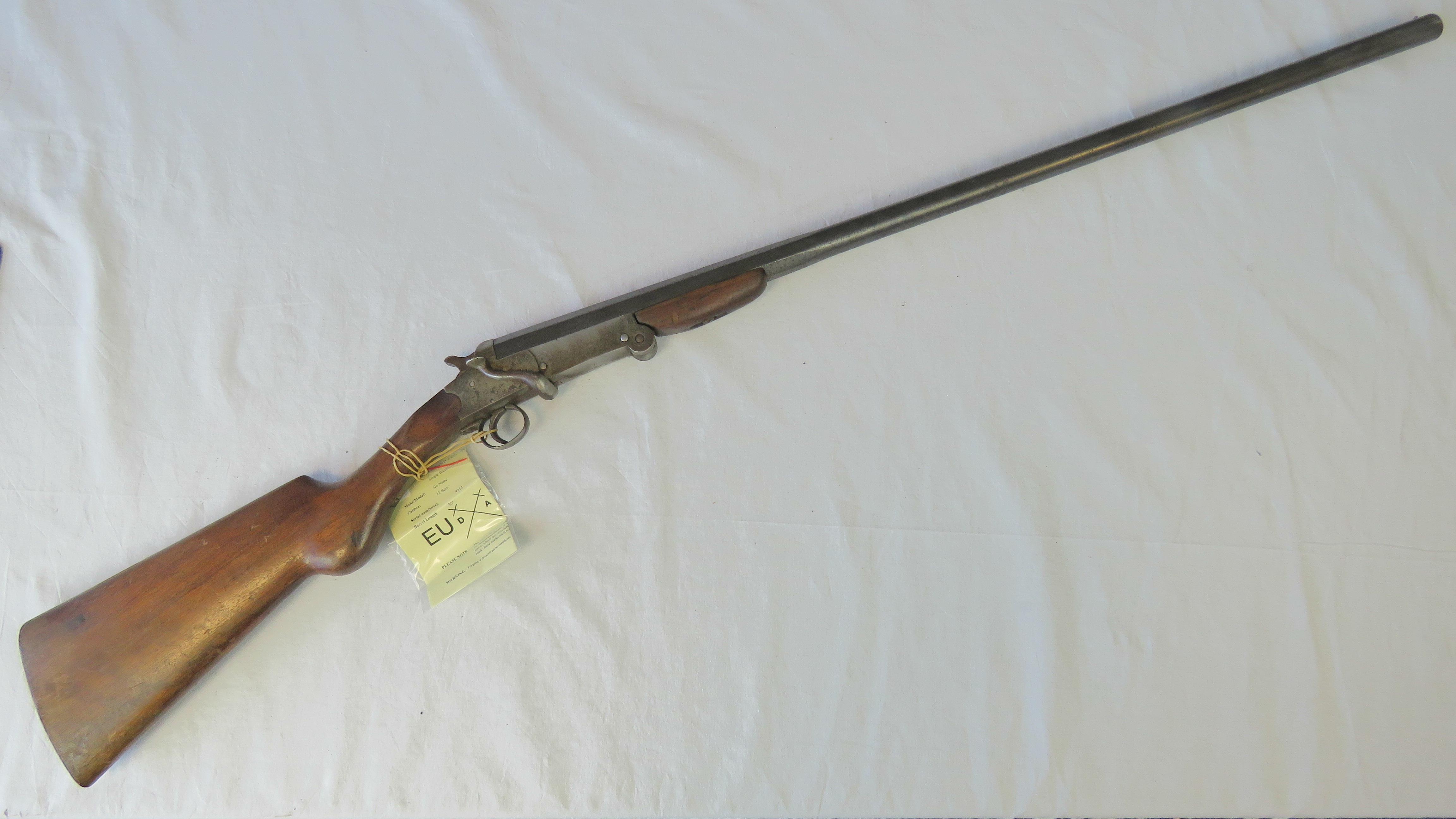 A deactivated single barrel poachers shotgun, with EU specification