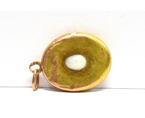 A YELLOW METAL WHITE OPAL SET LOCKET Gross weight 3.8g, locket tests as 18ct gold, measures 2.3cm x 2cm. Condition Report : I