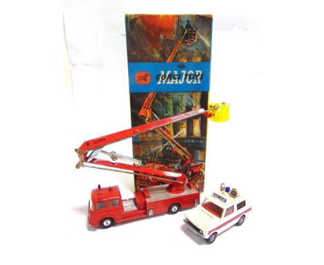 A CORGI MAJOR TOYS NO.1127, SIMON SNORKEL FIRE ENGINE  red with spun hubs and with an unusual plated metal jib frame, excelle