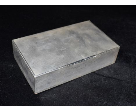 A SILVER BOX  of engine turned design inlaid with hardboard with two compartments, hallmarked for Birmingham, date letter K, 